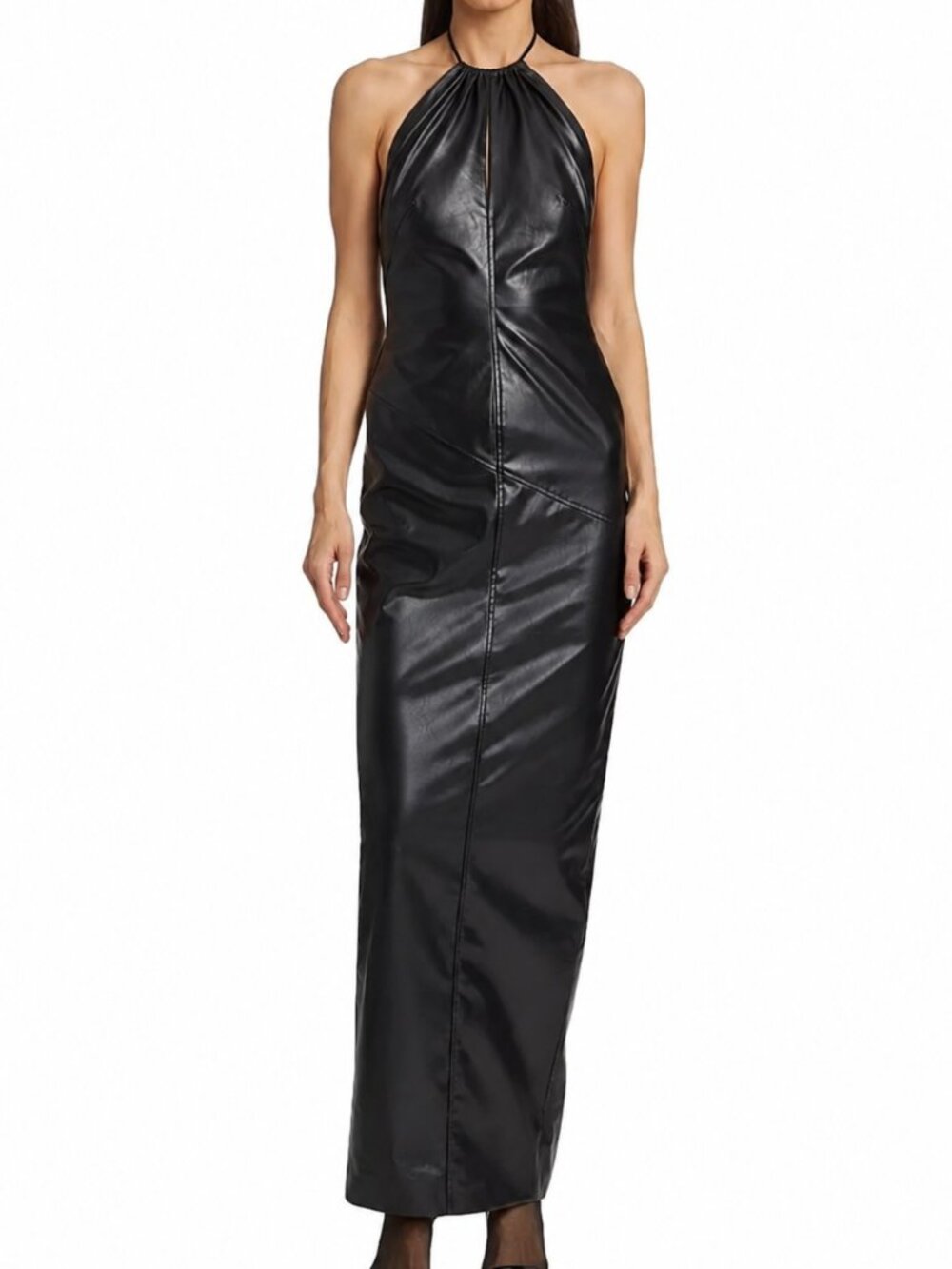 Ronny Kobo Danz Faux Leather Halter Dress